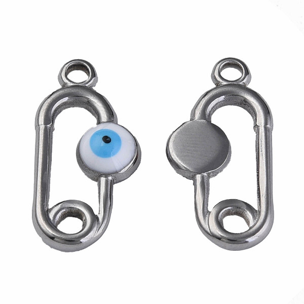 

PandaHall 304 Stainless Steel Enamel Pendants, Oval with Evil Eye, Stainless Steel Color, White, 20x10x3mm, Hole: 1.6mm Stainless...