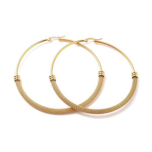 

PandaHall Vacuum Plating 201 Stainless Steel Mesh Chain Shape Big Hoop Earrings with 304 Stainless Steel Pin for Women, Golden, 78x78.5x6mm...