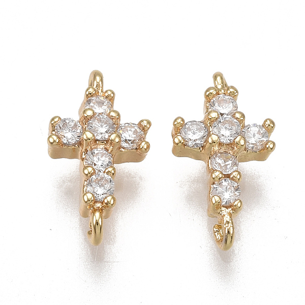 

PandaHall Brass Micro Pave Cubic Zirconia Links, Nickel Free, Real 18K Gold Plated, Cross, Clear, 9x5x2.5mm, Hole: 0.6mm Brass+Cubic...