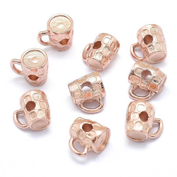 

PandaHall Brass Beads, Cadmium Free & Nickel Free & Lead Free, Cup, Real Rose Gold Plated, 9x10.5x7mm, Hole: 2.5mm Brass Tableware