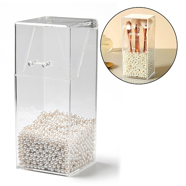 

PandaHall Flip Cover Plastic Pen Holder, for Makeup Brush Storage Organizer, with Plastic Pearl inside, Clear, 8.7x8.7x20.9cm Plastic...