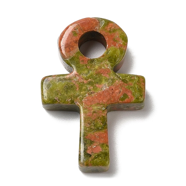 

PandaHall Natural Unakite Pendants, Ankh Cross Charms, 29.5~30x20x5~5.5mm, Hole: 5mm Unakite Cross