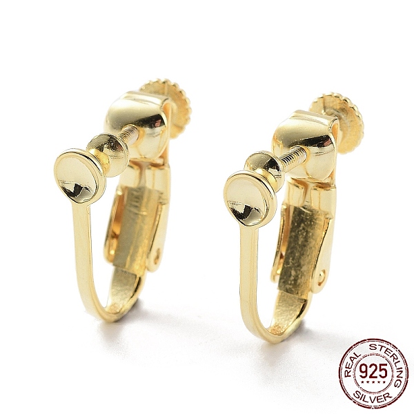 

PandaHall 925 Sterling Silver Clip-on Earring Findings, Spiral Ear Clip, Screw Back Ear Components Non Pierced Earring Converter, Golden...