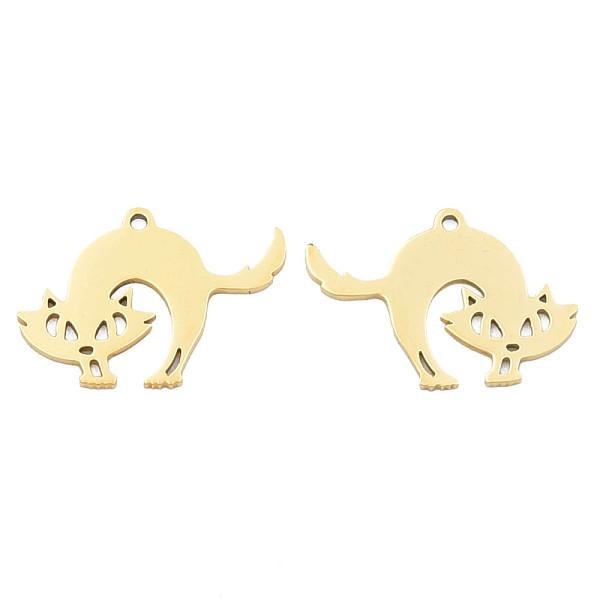 

PandaHall Ion Plating(IP) 201 Stainless Steel Pendants, Halloween Style, Fox, Real 18K Gold Plated, 18.5x26x1mm, Hole: 1.5mm 201 Stainless...