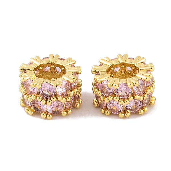 

PandaHall Rack Plating Brass Micro Pave Pink Cubic Zirconia European Beads, Long-Lasting Plated, Lead Free & Cadmium Free, Culumn, Golden...