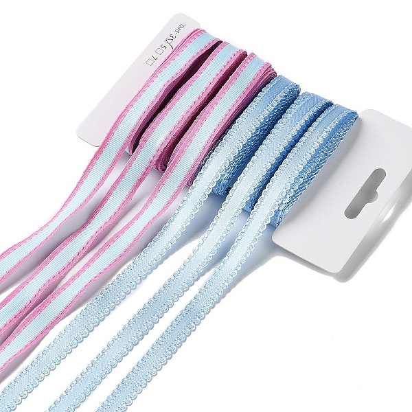 

PandaHall 18 Yards 6 Styles Polyester Ribbon, for DIY Handmade Craft, Hair Bowknots and Gift Decoration, Light Blue Color Palette, Light...