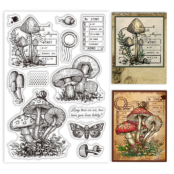 

PandaHall GLOBLELAND Mushroom Text Clear Stamps for DIY Scrapbooking Realistic Moth Snail Silicone Stamp Seals Transparent Stamp for Cards...