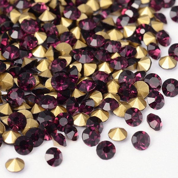 

PandaHall Back Plated Grade A Diamond Glass Pointed Rhinestone, Amethyst, 2.3~2.4mm, about 1440pcs/bag Glass Rhinestone Diamond Purple