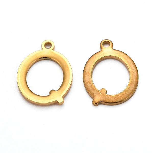 

PandaHall Ion Plating(IP) 304 Stainless Steel Alphabet Charms, Golden, Letter.Q, 12.5x9x1mm, Hole: 1mm 304 Stainless Steel Letter Q
