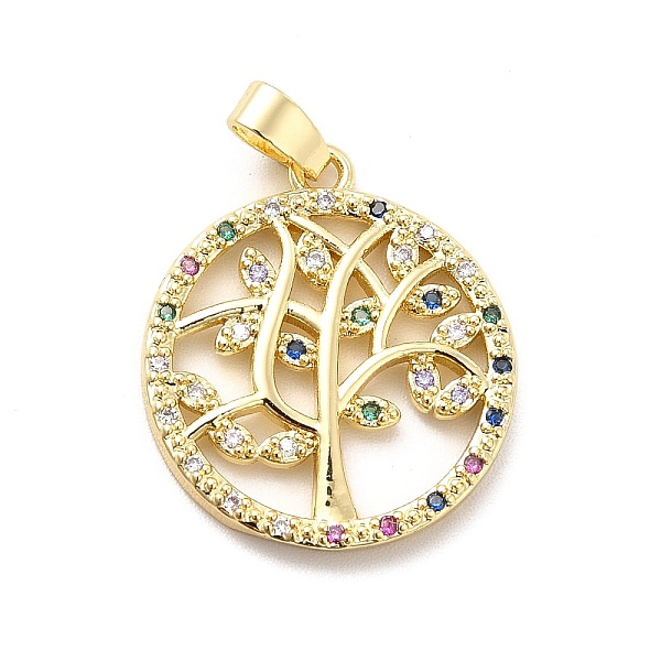

PandaHall Brass Micro Pave Cubic Zirconia Pendants, Flat Round with Tree Charm, Real 18K Gold Plated, 21.5x19x2mm, Hole: 5x3mm Brass+Cubic...