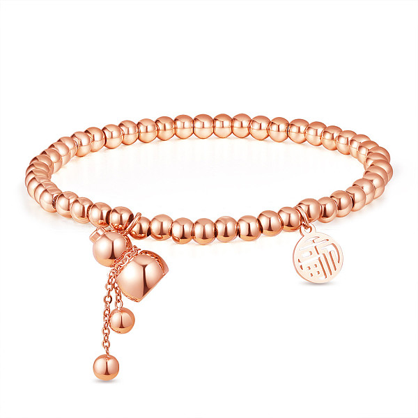 

PandaHall SHEGRACE Titanium Steel Charm Bracelets, with Round Beads and Cable Chains, Gourd and Flat Round with Chinese Character Fu, Rose...