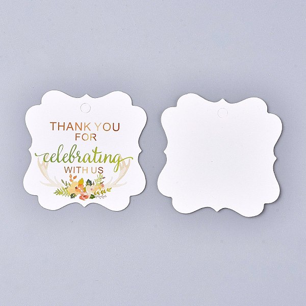 

PandaHall Floral Pattern Paper Gift Tags, Hang Tags, with Jute Twine, Square with Word Thank You for Celebrating with Us, Colorful...