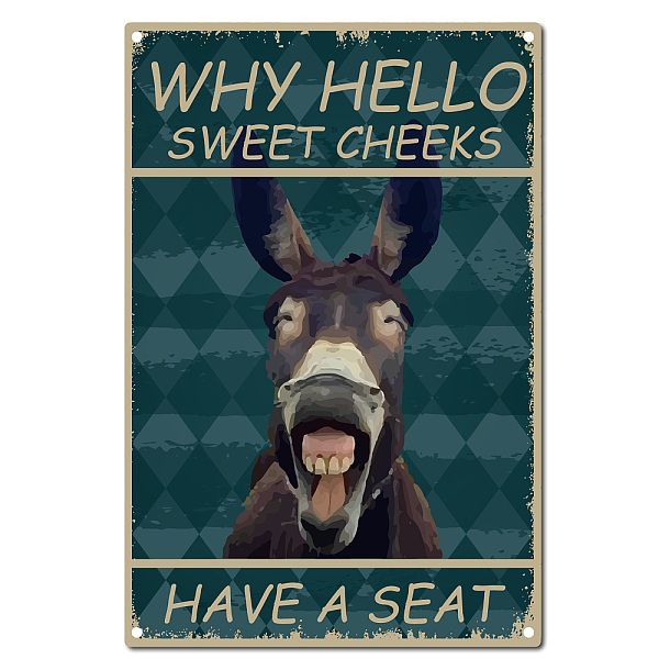 

PandaHall Iron Sign Posters, for Home Wall Decoration, Rectangle with Word Why Hello Sweet Cheeks Have A Seat, Donkey Pattern, 300x200x0.5mm...