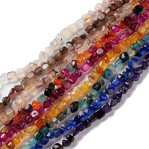 

PandaHall Natural Agate Beads Strands, Nuggets, Mixed Dyed and Undyed, Mixed Color, 5~11x5~12x5~11mm, Hole: 1~1.4mm, about 39~50pcs/strand..., Multicolor