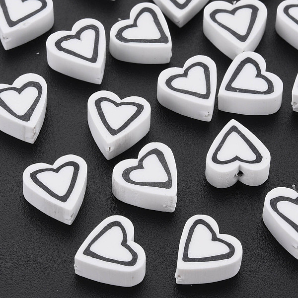 

PandaHall Handmade Polymer Clay Beads, Heart, White, 8.5~9x8.5~10x4mm, Hole: 1.4~1.6mm Polymer Clay Heart White
