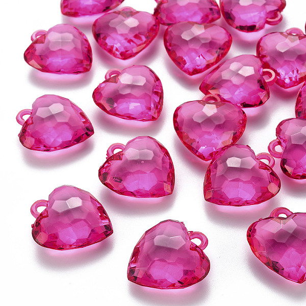 

PandaHall Transparent Acrylic Pendants, Faceted, Heart, Camellia, 31.5x29x12.5mm, Hole: 4mm Acrylic Heart Pink