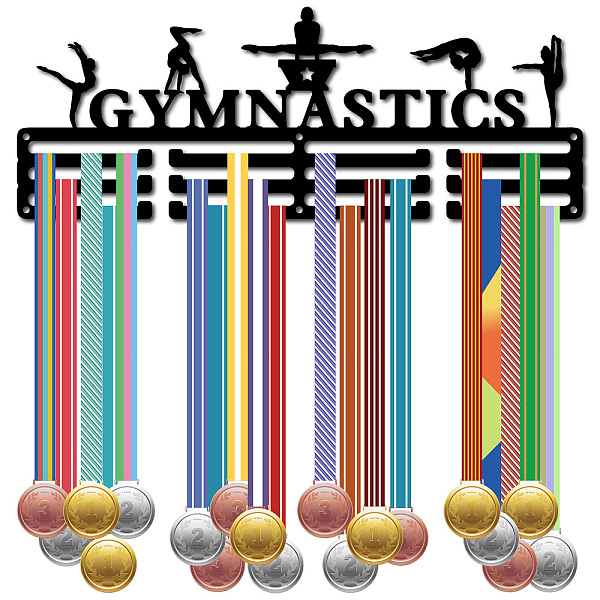 

PandaHall CREATCABIN Gymnastics Medal Holder Display Hanger Rack Medal Wall Mount Frame Shelf Sports Medals Hanger Black Wall Decor Medal...