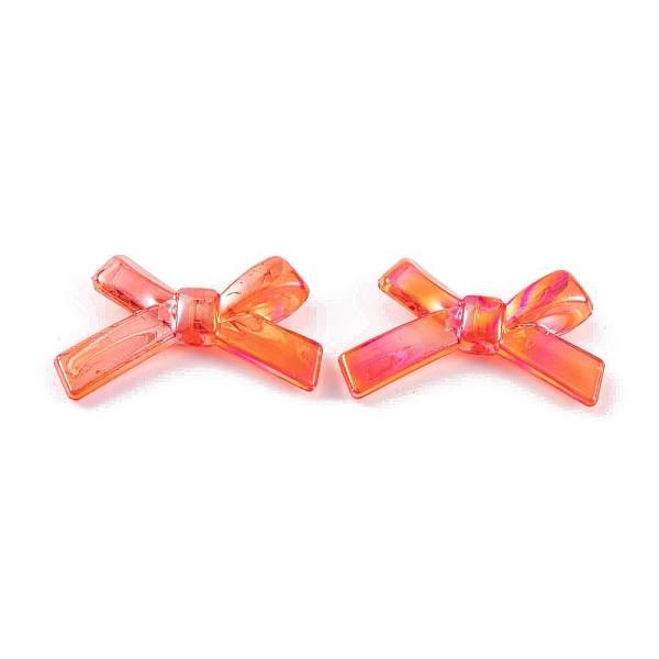 

PandaHall Transparent Acrylic Beads, AB Color Plated, Bowknot, Orange Red, 21x34.5x6.5mm, Hole: 1.6mm, about 390pcs/500g Acrylic Bowknot