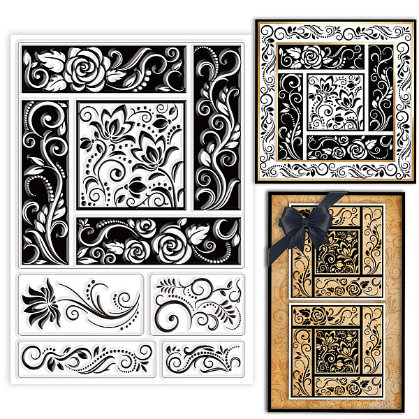 

PandaHall GLOBLELAND Pattern Art Flower Clear Stamp Flower Background Clear Rubber Stamps Silicone Stamps for DIY Scrapbooking Photo Album...