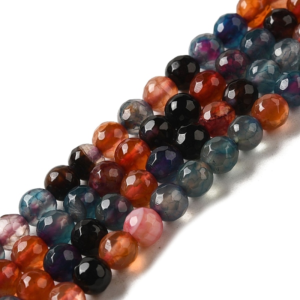 

PandaHall Natural Agate Beads Strands, Dyed, Faceted, Round, Colorful, 6mm, Hole: 1mm, about 66pcs/strand, 15.7 inch Natural Agate Round