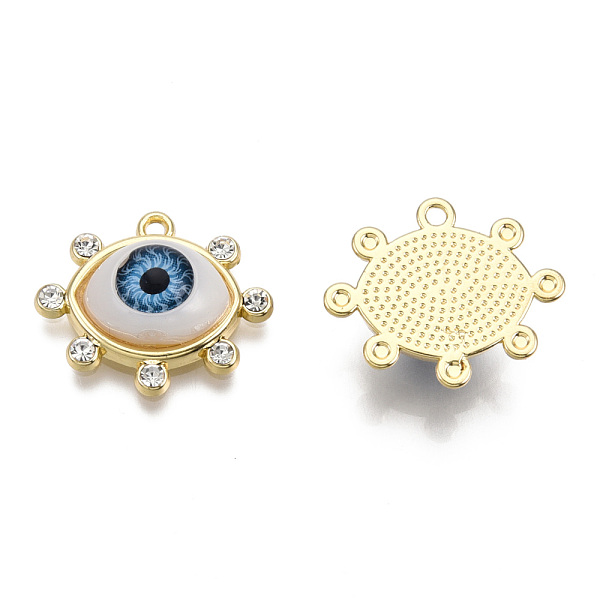 

PandaHall Rack Plating Alloy Enamel Pendants, with Crystal Rhinestone, Cadmium Free & Nickel Free & Lead Free, Evil Eye, Light Gold..., White