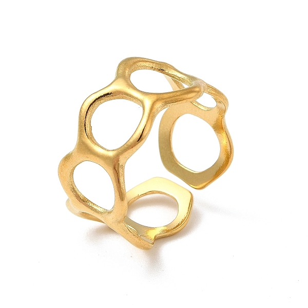 

PandaHall Ion Plating(IP) 304 Stainless Steel Circle Ring Wrap Open Cuff Ring for Women, Real 18K Gold Plated, US Size 6 1/2(16.9mm) 304...