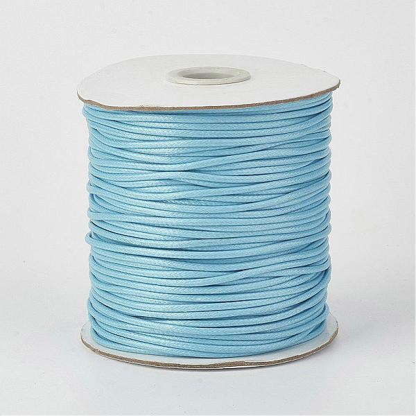 

PandaHall Eco-Friendly Korean Waxed Polyester Cord, Light Sky Blue, 1mm, about 169.51~174.98 Yards(155~160m)/Roll Waxed Polyester Cord Round
