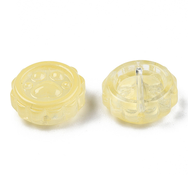 

PandaHall Transparent Spray Painted Glass Beads, Flower with Pawprint, Gold, 15x15x5.5mm, Hole: 1.2mm Glass Flower Gold