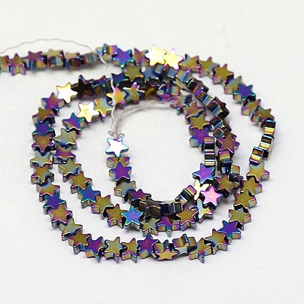 

PandaHall Electroplate Non-magnetic Synthetic Hematite Beads Strands, Star, Grade A, Multi-color Plated, 6x6x2mm, Hole: 1mm, about...