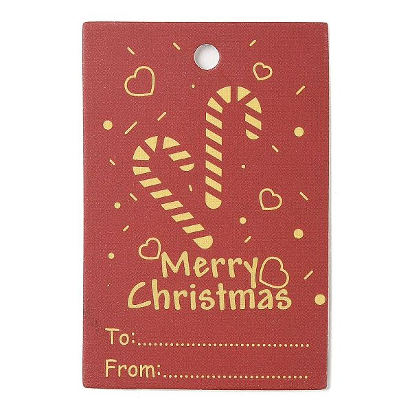 

PandaHall Rectangle Paper Gift Tags, for Christmas, FireBrick, Candy Cane, 6x4x0.02cm Paper Candy Cane Red