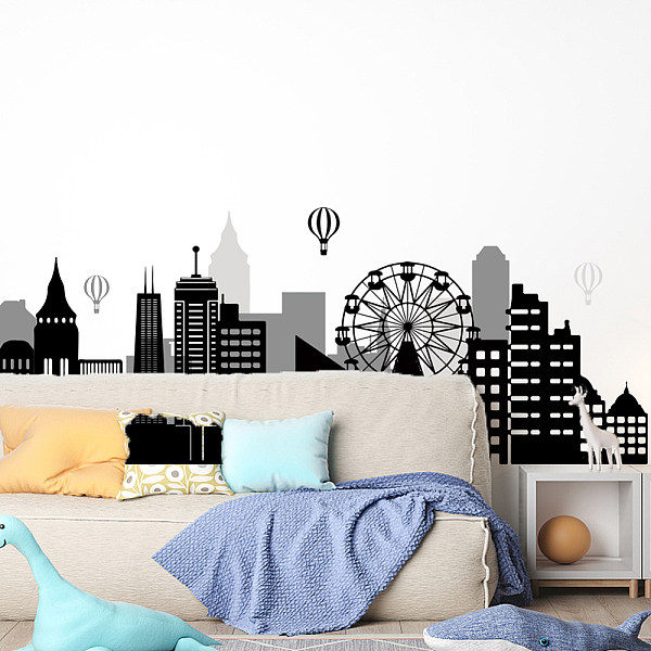 

PandaHall PVC Wall Stickers, Wall Decoration, Building, 390x900mm PVC Building Black