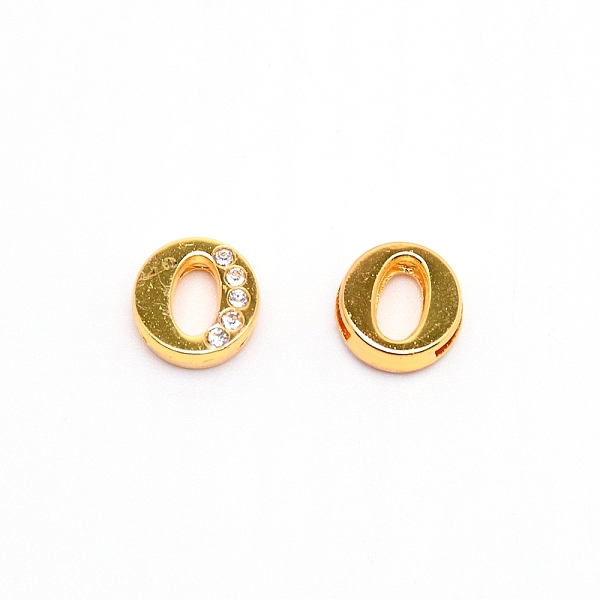 

PandaHall Alloy Slide Charms, with Crystal Rhinestone and Initial Letter A~Z, Letter.O, O: 11.5x11x4mm, Hole: 1.5x8mm Alloy+Rhinestone...