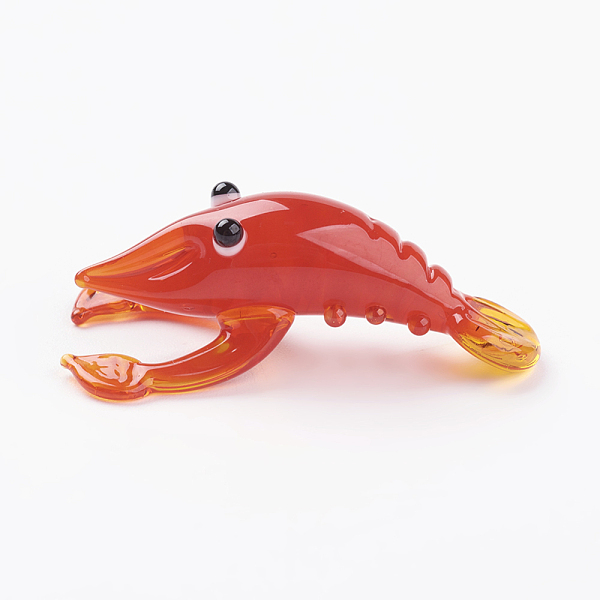 

PandaHall Home Decorations, Handmade Lampwork Display Decorations, Lobster, Red, 28~32x15~16x11mm Lampwork Other Animal Red