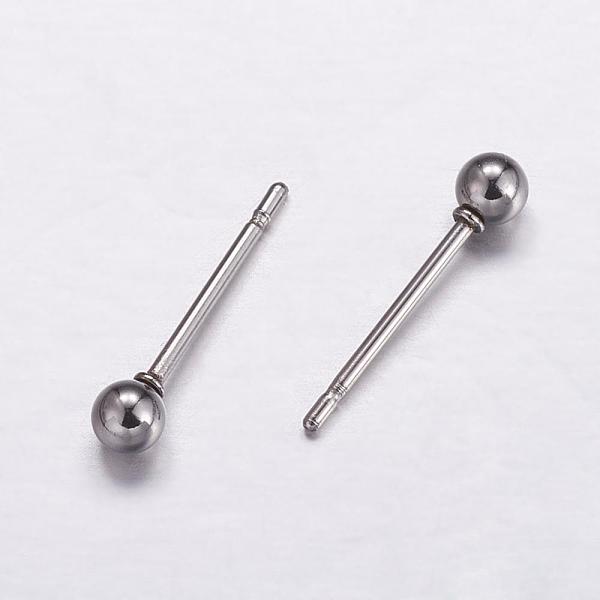 

PandaHall 304 Stainless Steel Ball Stud Earring Findings, Stainless Steel Color, 3mm, Pin: 1mm 304 Stainless Steel Round