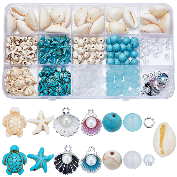 

PandaHall SUNNYCLUE 1 Box 259Pcs Turtle Beads Starfish Beads Bulk Bohemian Style Summer Ocean Sea Animal Bead Charms Shell Charms Natural..., Multicolor