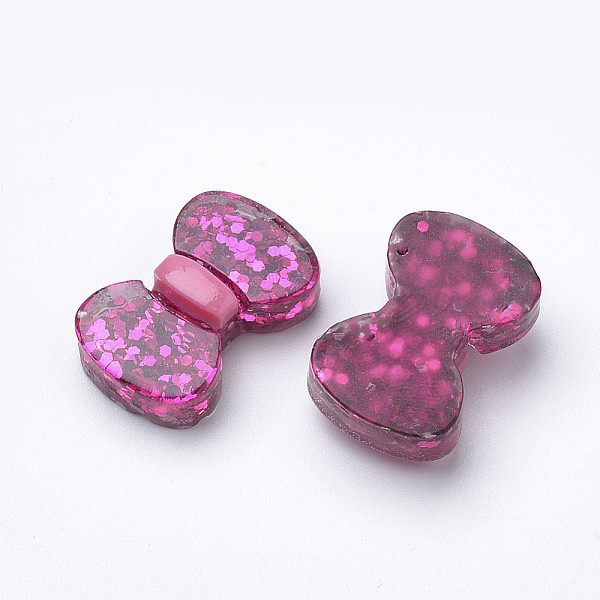 

PandaHall Resin Cabochons, with Paillette, Bowknot, Fuchsia, 22x15x8mm Resin Bowknot Pink