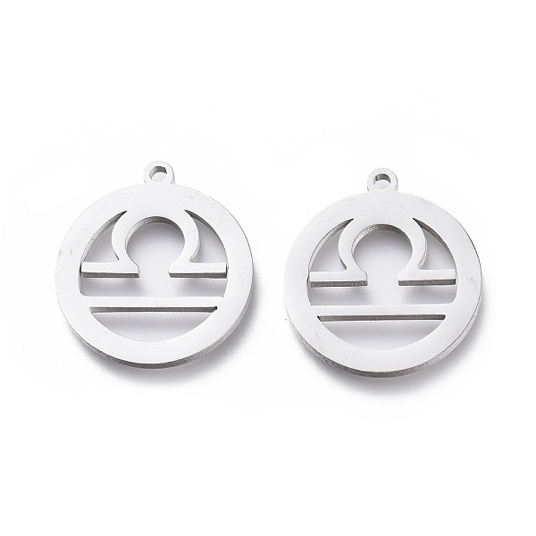 

PandaHall 304 Stainless Steel Pendants, Ring with Constellations, Laser Cut, Libra, 18x15.5x1mm, Hole: 1.4mm 304 Stainless Steel Libra