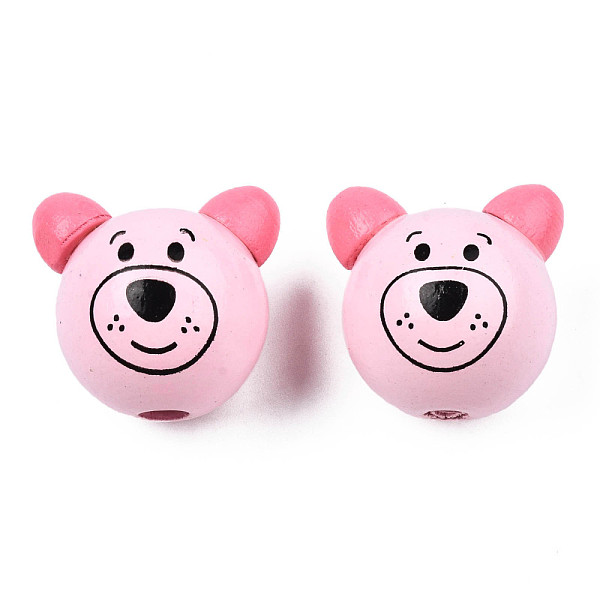 

PandaHall Natural Wooden Beads, Bear, Pink, 27x26.5~28x23.5~25.5mm, Hole: 5mm Wood Bear Pink