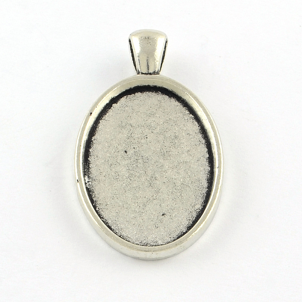 

PandaHall Tibetan Style Alloy Oval Pendant Cabochon Settings, Plain Edge Bezel Cups, Cadmium Free & Lead Free, Antique Silver, Tray: 35x25mm...