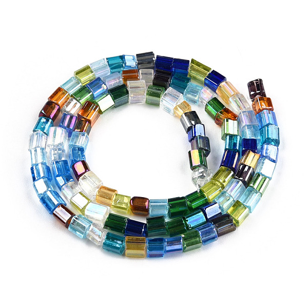 

PandaHall Transparent Electroplate Glass Bead Strands, AB Color Plated, Rectangle, Colorful, 3~8.5x3.5~4x3.5~4mm, Hole: 1.2mm, about...