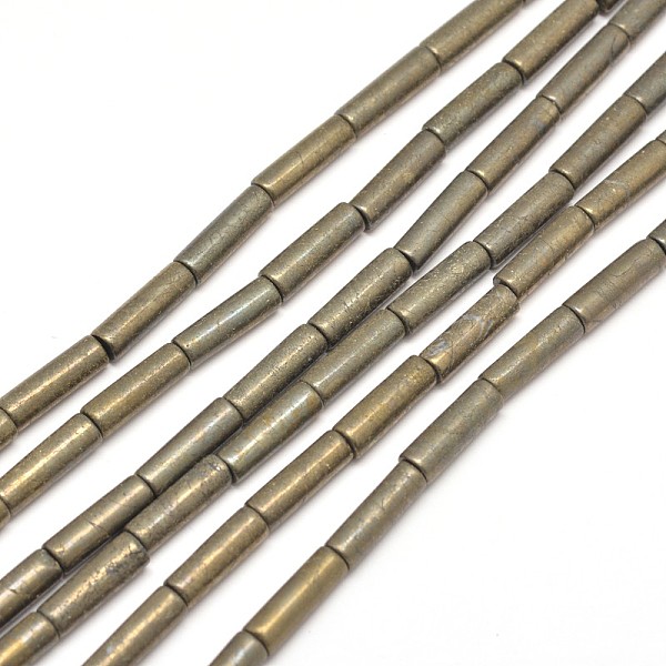 

PandaHall Column Natural Pyrite Beads Strands, 13x4mm, Hole: 1mm, about 30pcs/strand, 15.7 inch Pyrite Column Yellow