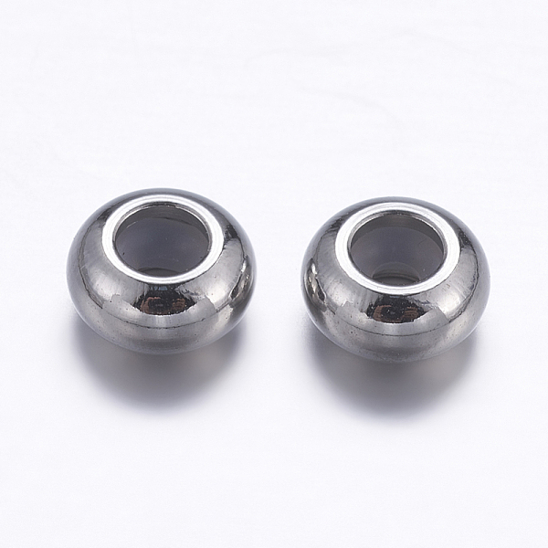 

PandaHall 316L Surgical Stainless Steel Beads, with Rubber Inside, Slider Beads, Stopper Beads, Rondelle, Stainless Steel Color, 6x3mm...