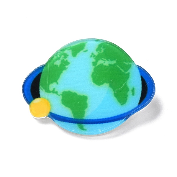PandaHall Earth Acrylic Safety Brooch, Universe Space Lapel Pin for Backpack Clothes, Colorful, 34x44.5x2mm Acrylic