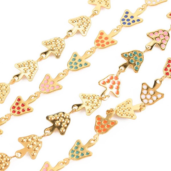 

PandaHall Autumn Theme 304 Stainless Steel Mushroom Link Chains, with Enamel, Real 18K Gold Plated, Soldered, Colorful, 12x8x1mm, about 3.28...