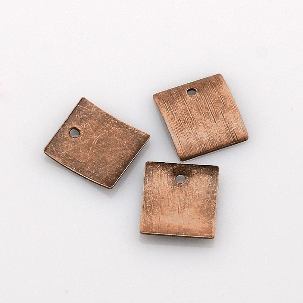 

PandaHall Brass Blank Tag Square Slice Charms Pendants, Nickel Free, Red Copper, 10x9x1.5mm, Hole: 1mm Brass Square