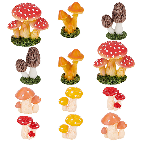 

PandaHall GOMAKERER 12Pcs 6 Style Resin Potted Mushroom Display Ornaments, Miniature Artificial Pensai Plants, for Dollhouse Decor Mini..., Multicolor