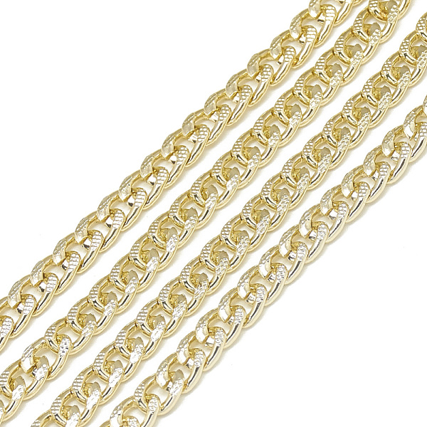 

PandaHall Unwelded Aluminum Curb Chains, Light Gold, 7x5x1.4mm Aluminum Yellow