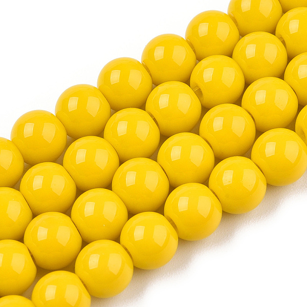

PandaHall Opaque Solid Color Glass Beads Strands, Round, Gold, 6~6.5mm, Hole: 1.4mm, about 67~70pcs/strand, 14.76 inch~15.16 inch...