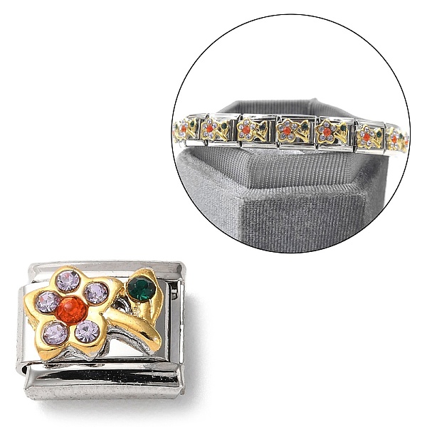 

PandaHall Rectangle 304 Stainless Steel Rhinestone Connector Charms, DIY Handmade Module Bracelet Accessories, Stainless Steel Color, Flower..., Multicolor