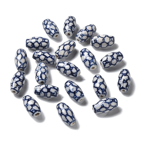 

PandaHall Handmade Porcelain Beads, Blue and White Porcelain, Barrel, Dark Blue, 8.5x16.5mm, Hole: 1.5mm Porcelain Barrel